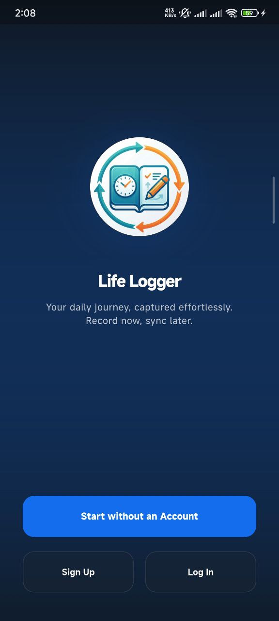 Life Logger - Welcome Screen